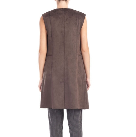 Long Sleeveless Faux Suede Vest - Picture 2 of 9